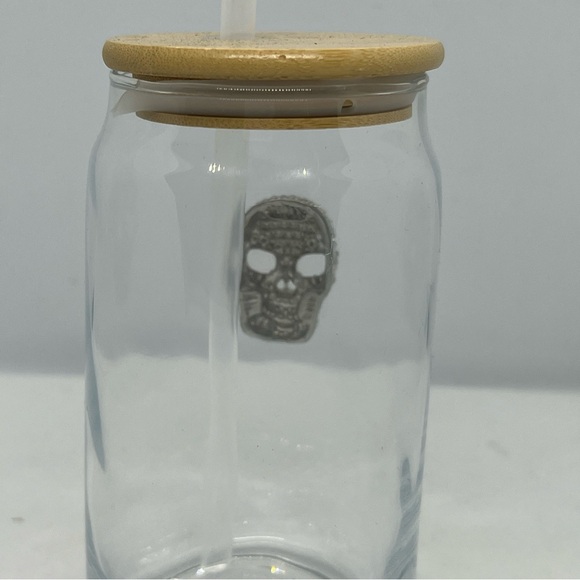 Home Essentials and Beyond Silver Skull Sippy Mason Jar - Picture 4 of 6